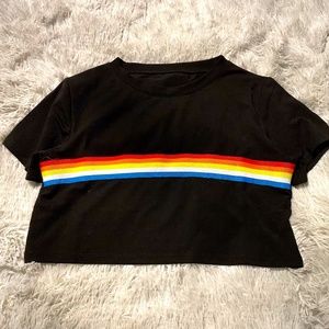 Black rainbow cropped t-shirt